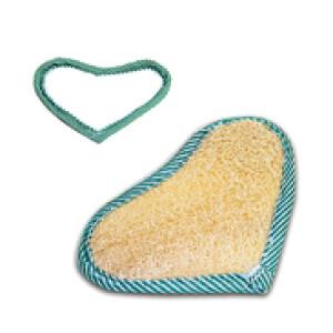 Natural 100% Body Scrubber High Water Absorption Heart Shape Exfoliating Loofah, Beige, 2 Pieces