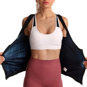 Bakerdani Sauna Sweat Waist Trainer Vest Sweat Tank Top Shaper for Women with Zipper, Small, Black
