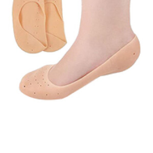 MK Mart Hauqid Moisturizing Silicon Full Length Socks for Crack Heels and Pain Relief for Men & Women, 1 Pair, Beige