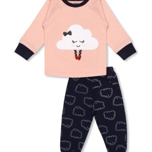 Luqu 2 Piece Infant Baby 100% Cotton Pyjama Set Sleepwear, Long Sleeve T-Shirt, Peach Eye Embroidery