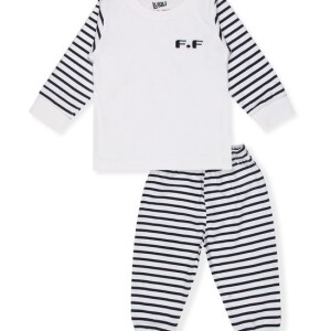 Luqu 2 Piece Infant Baby 100% Cotton Pyjama Set Sleepwear, Long Sleeve T-Shirt, White F.F