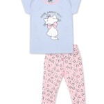 Luqu 2 Piece Toddler Kids Cotton Pyjama Set Sleepwear, Short Sleeve T-Shirt, Pink Bow