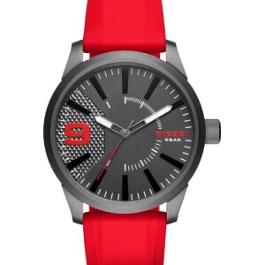 Men's Rasp Timeframe Round Shape Resin Band Analog Wrist Watch 47 mm - Red - DZ1806