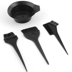 4-Piece Hair Dye Set With Hair Color Brush & Mixing Bowl Black