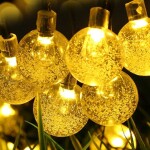 Crystal Ball Waterproof Solar String LED Lights Yellow 7meter