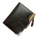 Tri-Fold Zippered Mens Wallet Black