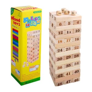 48-Wooden Piece Beech Jenga Fold High Stacking Creative Toy Set For Children