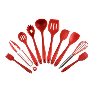 10-Piece Silicone Cooking Utensil Red 4x20.5cm