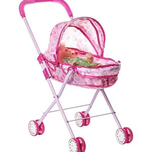 Trolley With Baby Doll For Toddlers  Plastic Material Foldable And Portable