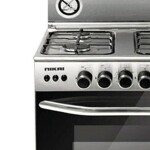 4 Burner Gas Cooker 60 x 60 cm, Full safety, Auto-Ignition, Turnspit, Original Italian Oven and Grill Burner ,1 year Warranty U6068FSE1 Silver/Black