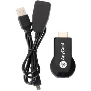 WiFi Display Dongle Reciever With 2-In-1 Cable Black/Silver