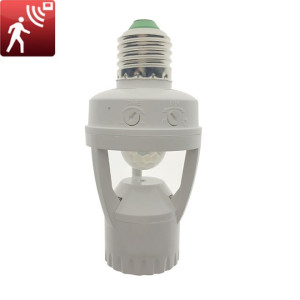 IR Infrared Plug Socket Switch Base LED Bulb Lamp Holder White 12x6x5centimeter