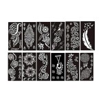 12 Sheets Self-adhesive Henna Stencils Black