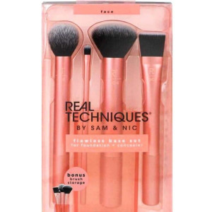 4-Piece Face Makeup Brush Set With Holder Pink/Black/White
