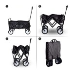 4-Wheels Foldable Outdoor Cart Black 81x57x48cm