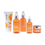 5-Piece Vitamin C Anti Aging And Skin Care Set Orange/White Facial Cleanser 80 g, Cleansing Milk 100 Ml, Essence Toner 100 Ml, Face Serum 50 Ml, Face Cream 50grams