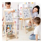 Kids Wooden Art Easel Magnetic Double-Sided Chalkboard White/Black/Beige