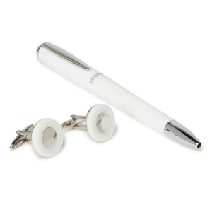 Pen And Cufflinks Set White