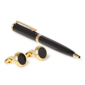 Pen And Cufflinks Set Black/Gold