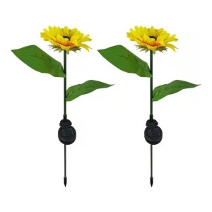 2-Piece Solar Sunflower Design Lamp Yellow/Green/Black