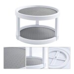 2-Layered Rotating Kitchen Spice Storage Rack White/Grey 24.8x15.2cm