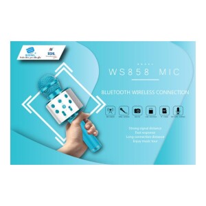 Portable Wireless Handheld Karaoke Microphone With Bluetooth Speaker WS-858 Blue