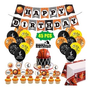 45-Piece Basketball Theme Birthday Party Supplies Set