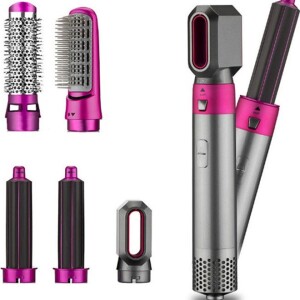 5-In-1 Hair Dryer And Curler Set Pink/Black/Grey