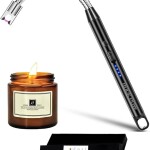 360 Degree Windproof Flameless Flexible Neck Long USB Type-C Rechargeable Electric Candle Arc Lighter With LED Battery Display Black 26 x 1.5 x 1.5cm