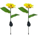 2-Piece Solar Powered  Sunflower Lawn Light Yellow