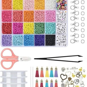 12300-Piece Set of Macarone Letter Beads With Accessories 19.2x13x2.2cm