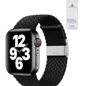 Nylon Solo Loop Strap Compatible With Apple Watch 42/44/45/49mm SE /Series 7/6/5/4/3/2/1 Black
