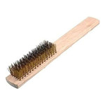 Wood Handle Brass Wire Brush Beige/Brown