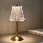 Crystal Diamond Metal Table Lamp Gold 26X12X12cm