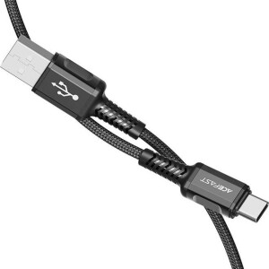 USB-A to USB-C Aluminum Alloy Charging Data Cable Black