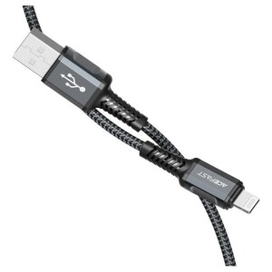 C1-02 USB-A To Lightning Aluminum Alloy Charging Data Cable Grey