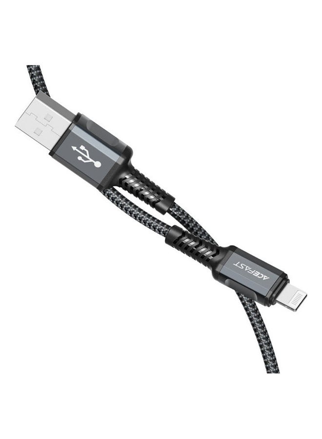 C1-02 USB-A To Lightning Aluminum Alloy Charging Data Cable Grey