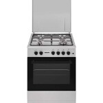 4 Burner Gas Cooker 60 x 55cm, Full Safety, Automatic Ignition, Gas Oven with Rotisserie U6065FS Black/Silver