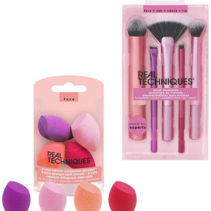 Artist Essential Makeup Brush Set Includes Eye Liner Brush And Foundation Brush With 4 Mini Miracle Complexion Sponges Multicolour