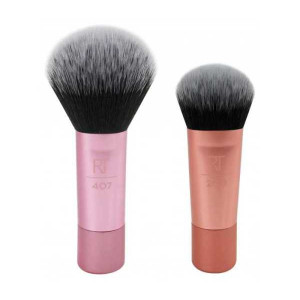 Real Techniques Mini Brush Duo For Foundation Blush 2 Piece Set