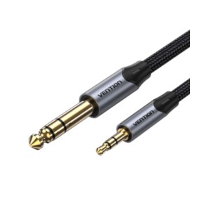 Cotton Braided TRS 3.5mm Male to 6.5mm Male Audio Cable 3M Gray Aluminum Alloy Type