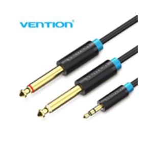 3.5mm Male to 2*6.5mm Male Audio Cable 1M Black